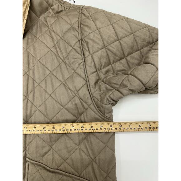 Phenom Mens Puffer Jacket Size 2X Brown Quilted Snap Up Corduroy Accents - Picture 9 of 12